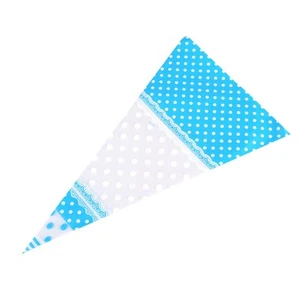Clear Cone Shaped Popcorn Bags Cellophane Treat Bags with Ties Blue 5 - Picture 1 of 11
