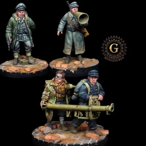 WW2 UNPAINTED German Volkssturm HQ & Schreck 28mm or 20mm ideal Bolt Action etc - Picture 1 of 7