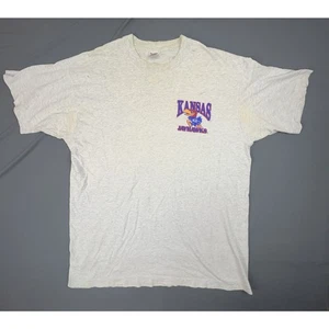 Fruit of the Loom KU Jayhawks Shirt XL | Vintage Kansas NCAA Tee USA Made Gray - Picture 1 of 13