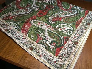White Pine Red And Green Paisley Large Cotton Tablecloth 60” X 100” India - Picture 1 of 7