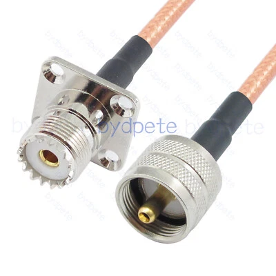 PL259 UHF male to female 4hole Panel SO239 RG400 Coaxial Cable M17/128 50ohm lot - Image 1 of 4