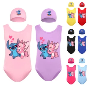 2024 Kids Lilo Stitch Swimwear Swim Set Beach Swimming Surf Suit+Bathing Cap Set - Picture 1 of 9