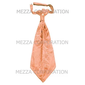 New Men's Polyester Ascot Cravat Necktie Paisley Party Peach wedding formal prom - Picture 1 of 1