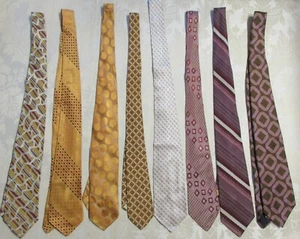 Vintage Men's Wide Bold Acetate Silk Poly Brocade Jacquard Tie Lot 8pc - Picture 1 of 5
