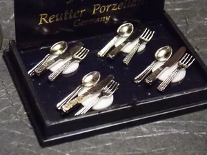 Dollhouse Miniature Silverware Set Reutter Porcelain 1:12 one inch scale D103 - Picture 1 of 3