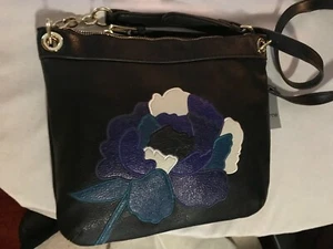 SLEEK BLACK LEATHER LC VALERIE CROSSBODY PURSE Shoulder Bag by LIZ CLAIBORNE - Picture 1 of 9