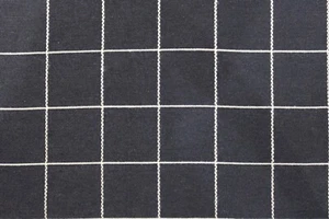 Fabric Remnant: Black Thin Cotton Fabric with Beige Check Stitching in 1 1/4" sq - Picture 1 of 4