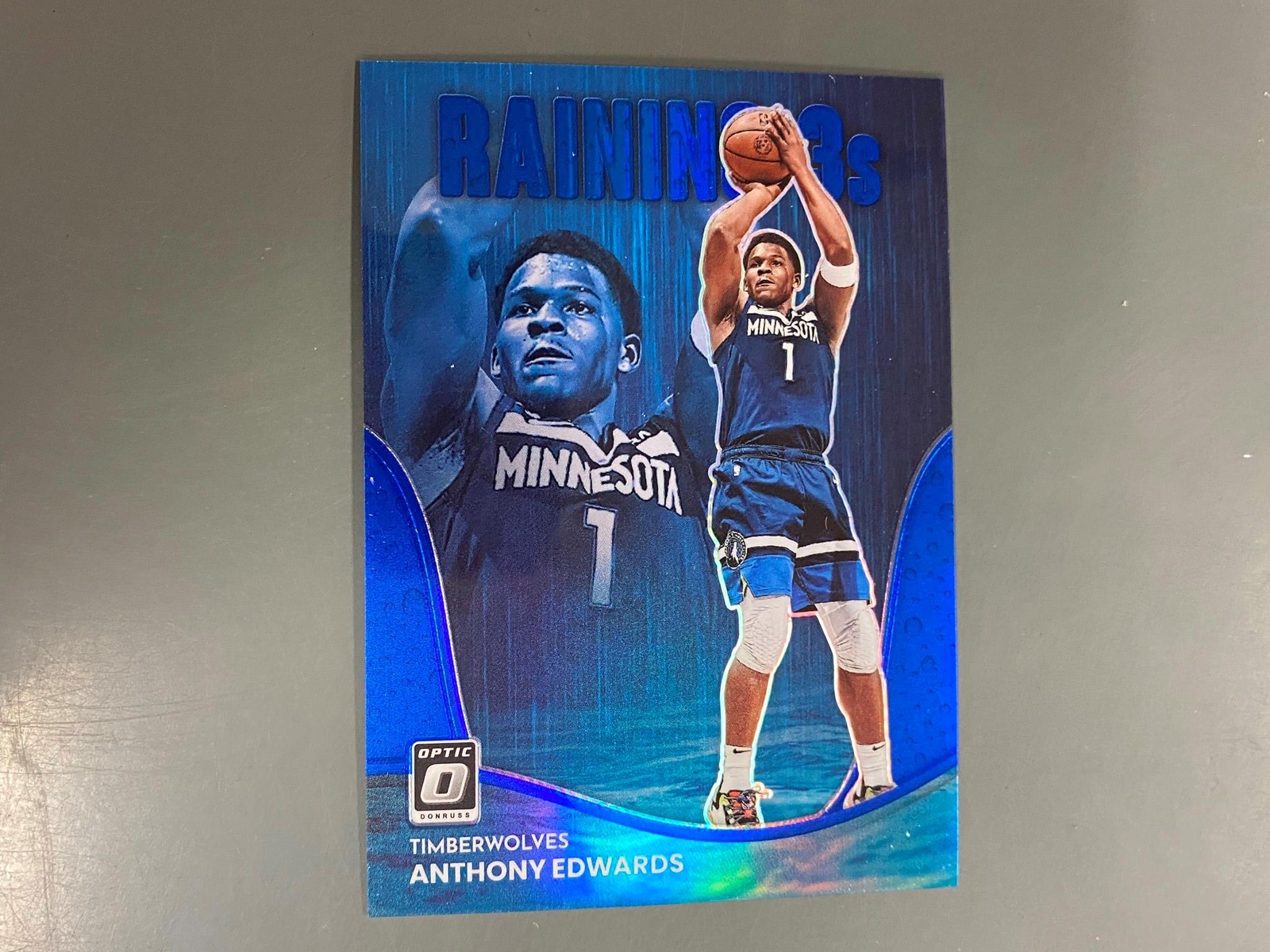 Anthony Edwards 2022-23 Optic Blue Prizm Raining 3s Timberwolves 21/49 C13