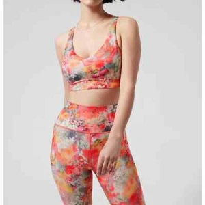 EUC Athleta Women's Large L A-C Cup Solace Sports Bra Coral Blossom Floral $54 - Picture 1 of 8