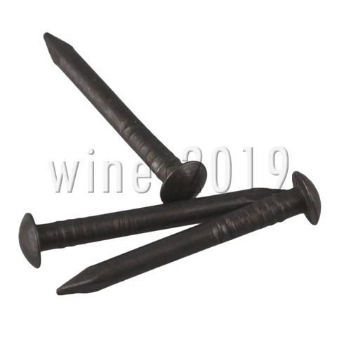 50x Round Head Black Antique Pure Copper Wood Screw Nail for Furniture Cover