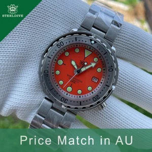 Steeldive SD1986, TUNA, NH35, Steel Bezel, Sapphire, Lume, Orange, Bracelet,BNIB - Picture 1 of 12