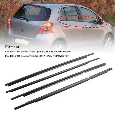 4pcs Outer Door Glass Weatherstrip Moulding For Toyota Yaris Vitz 2005-2010 S11 - image 1 of 4