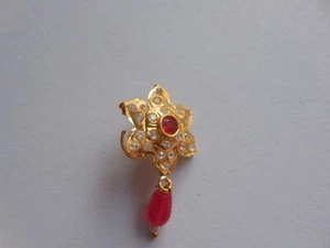 Piercing Gold Plated Crystal Nose Pin Stud Nostril Nose Ring Wedding Cork Back - Picture 1 of 4