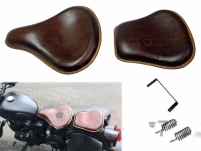 Asiento delantero y trasero de cuero marrón apto para Royal Enfield Classic 350cc 500cc Foto 1 de 4