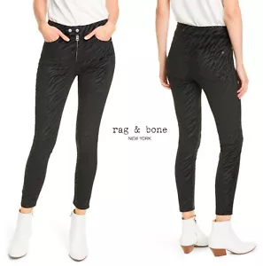 JEANS NEGROS AJUSTADOS CON RAYAS DE CEBRA NINA RAYA DE ALTO TOBILLO Y HUESO NUEVOS CON ETIQUETAS. Talla 29 - Imagen 1 de 17