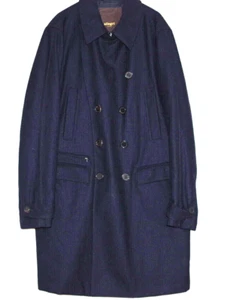 Trench coat doppiopetto isolato lana blu navy Allegri Milano taglia Italia 54 - Foto 1 di 12