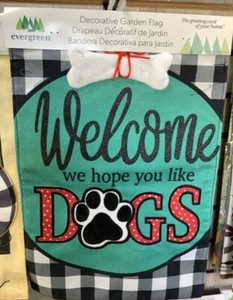 Welcome We Hope You Like Hunde Deko Garten Sackleinen Flagge Neu in Kunststoff Niedlich - Bild 1 von 4
