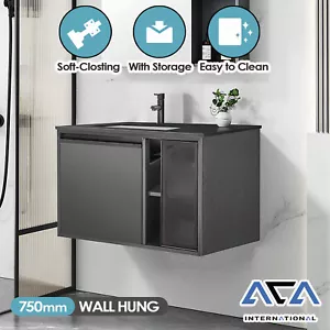 ACA 750x505mm Bathroom Wall Vanity Cabinet Stone Top Ceramic Single Bowl Basin - Picture 1 of 12