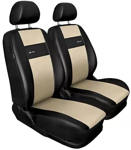 Fundas de asiento delanteras para Kia Cerato cuero sintético negro/beige - Imagen 1 de 5