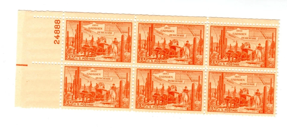 1953 US STAMP Scott #1028 6-Block  3c FVF MNH - Image 1 of 1