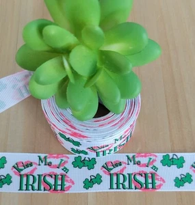 7/8" (1 Yard) Happy St. Patrick’s Day Ripsband Kiss Me I'm Irish Shamrock  - Bild 1 von 1