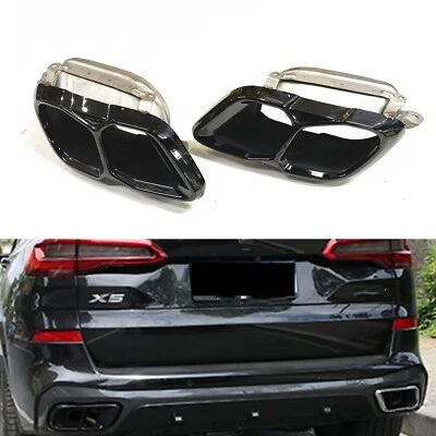 Rear Bumper Exhaust Pipe Muffler Tips Fit For BMW X5 X6 G05 G06 2010-2024 Black - Image 1 of 4