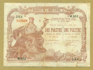 French Indochina 1 Piastre 1901 ND (1909-21) Pick 34b - Picture 1 of 3