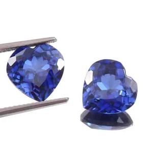 Natural 80 Ct Heart Cut Ceylon Blue Sapphire Certified Loose Gemstone Pair - Picture 1 of 8