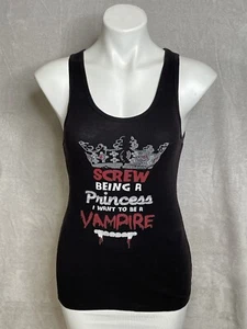 Spencer’s Womens Sz L Tank Top “Screw Being A Princess I Want To Be A Vampire” - Picture 1 of 6