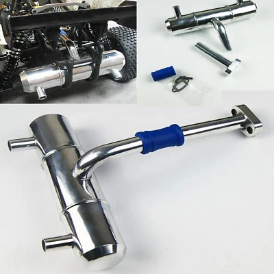 For HPI 5B 5T 5SC KM Rovan Baja Buggy Truck Metal Twin Tuned Exhaust Pipe Part - Image 1 of 4