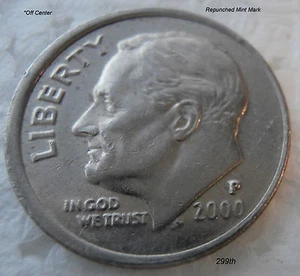 2000-P Roosevelt Dime "Off Center w/Cud or Die Chip reverse side" - Picture 1 of 5