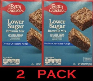 Betty Crocker LOW SUGAR Double Chocolate Fudge Brownie Mix 14.7 oz - 2 PACK - Picture 1 of 4
