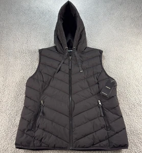 Lauren Ralph Lauren Soft Puffer Vest Womens XL Black Label Hooded Full Zip NWT - Picture 1 of 13