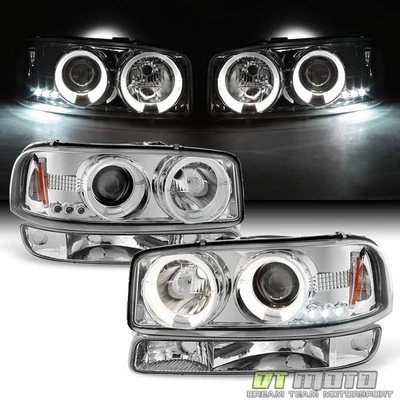 Faros proyectores halo 99-06 Gmc Sierra Yukon + lámparas de señal de parachoques izquierda + derecha Foto 1 de 4