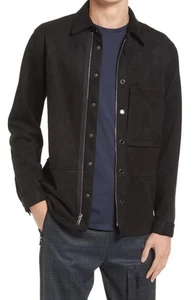 Men black suede leather shirt designer Lambskin leather jacket - Picture 1 of 4