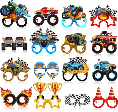 32 Pcs Monster Truck Party Decorations Paper Glasses Monster Truck Photo Booth P - Image 1 of 4