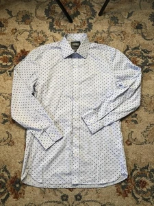 Bonobos Shirt Mens 15.5 34 Blue Wrinkle-Free Slim Fit Dress Shirt Bow Print - Picture 1 of 11