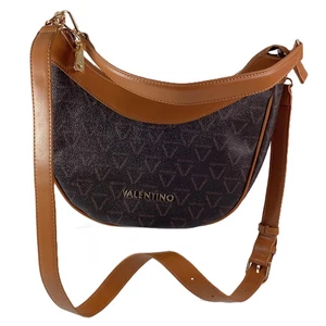 Mario Valentino Brown/Tan Monogram Recycled Cresent Moon Shoulder Handbag NWT - Picture 1 of 7