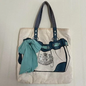 JUICY COUTURE Suede Tote Bag with Ribbon women hand bag purse handle From Japan - Picture 1 of 4