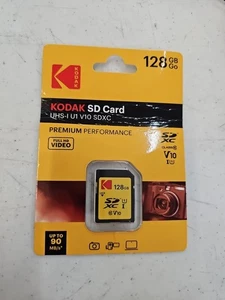 Tarjeta de memoria Kodak 128 GB SD Clase 10 UHS I U1 V10 Full HD con hasta 25 MB de velocidad - Imagen 1 de 2