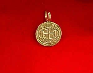 DIME SIZE ATOCHA SHIPWRECK GOLD COIN PENDANT HANDMADE WITH 14K REAL GOLD - Picture 1 of 4