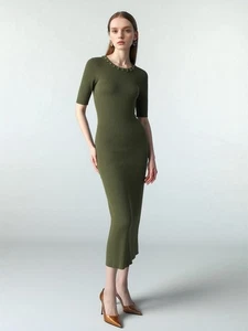 Camila Coelho Revolve Midikleid Damen Gr. S grün Strick gerippt dehnbar Akzent - Bild 1 von 11