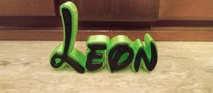 LEON PERSONALIZE DISNEY NAME PLATE SIGN CUSTOM DOOR TAG FONT WALL BEDROOM GREEN - Picture 1 of 1