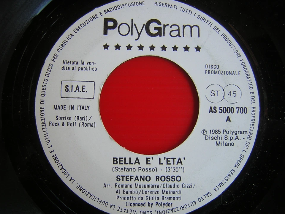 45 GIRI STEFANO ROSSO BELLA E' L'ETA' PROMO + JIM DIAMOND REMEMBER I LOVE YOU - Immagine 1 di 1