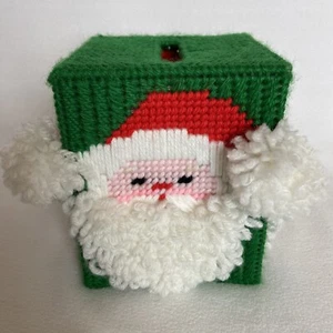 De colección Aguja Navidad Papá Noel Hecho a Mano Caja de Pañuelos Cubierta Lona Plástica - Imagen 1 de 6