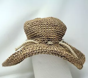 Cappello di paglia donna tessuto largo floppy tesa - Foto 1 di 6