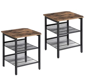 VASAGLE Nightstand Set of 2 Side Tables, End Tables with Adjustable Mesh Shelves - Picture 1 of 3