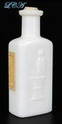 White MILK glass OWL DRUG bottle w/ ROSE WATER & Glycerine copied label 4 inch