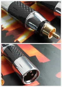 1x Spina XLR maschio 3 pin a RCA maschio adattatore audio carbonio spina argento puro - Foto 1 di 3