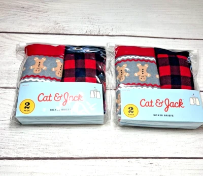 2 x Cuecas Boxer Cat & Jack Boys (L) 12/14 Total 4ct Xadrez e Gengibre Novas - Imagem 1 de 4